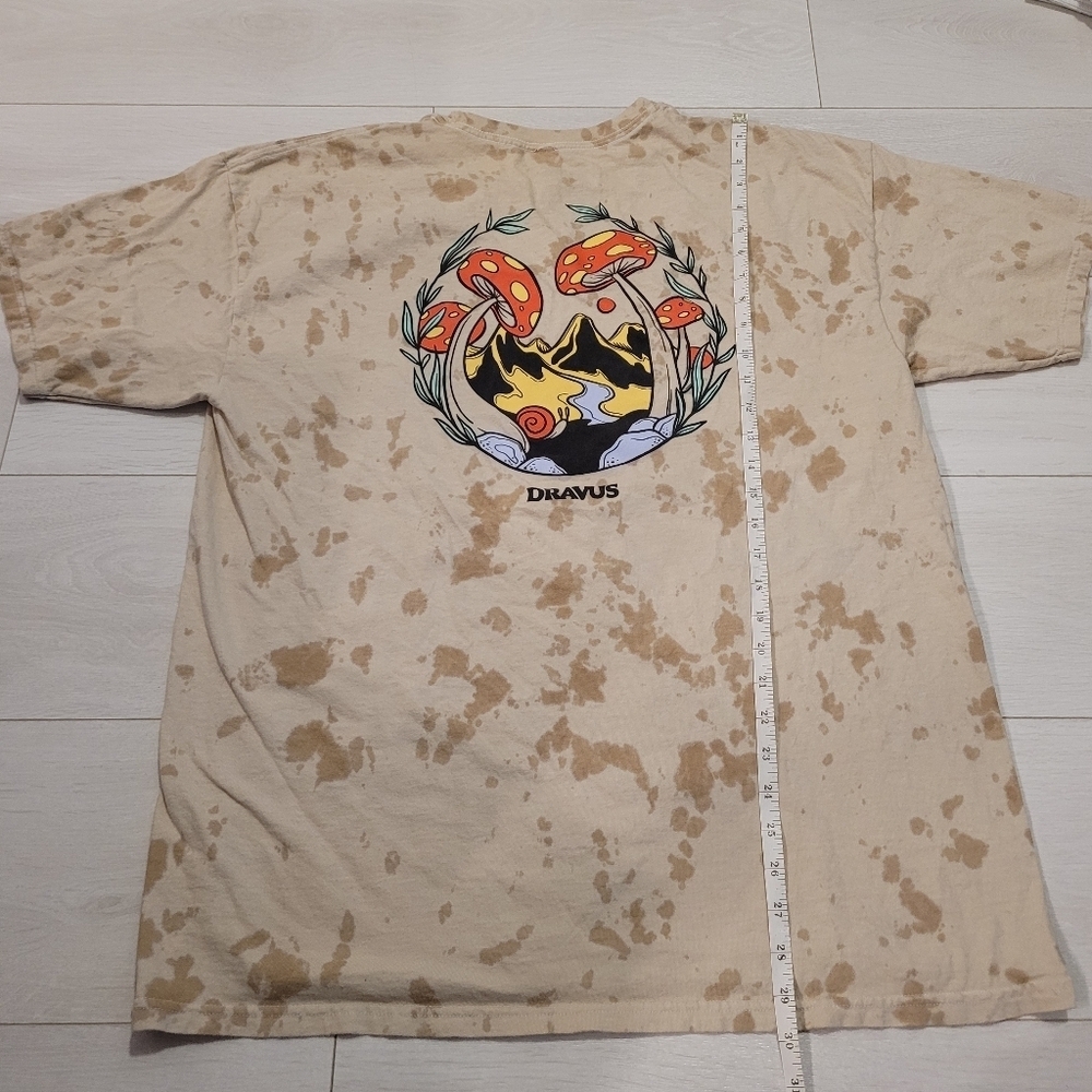Dravus Tee T-shirt Men’s XL 100% Cotton Tie-dye Mushrooms Snails Positive Vibe